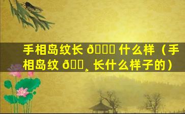 手相岛纹长 🐕 什么样（手相岛纹 🕸 长什么样子的）